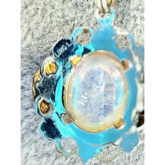 Vintage Moonstone Gemstone Pendant Sterling Silver 925 Necklace and Dainty Chain - Picture 5 of 9